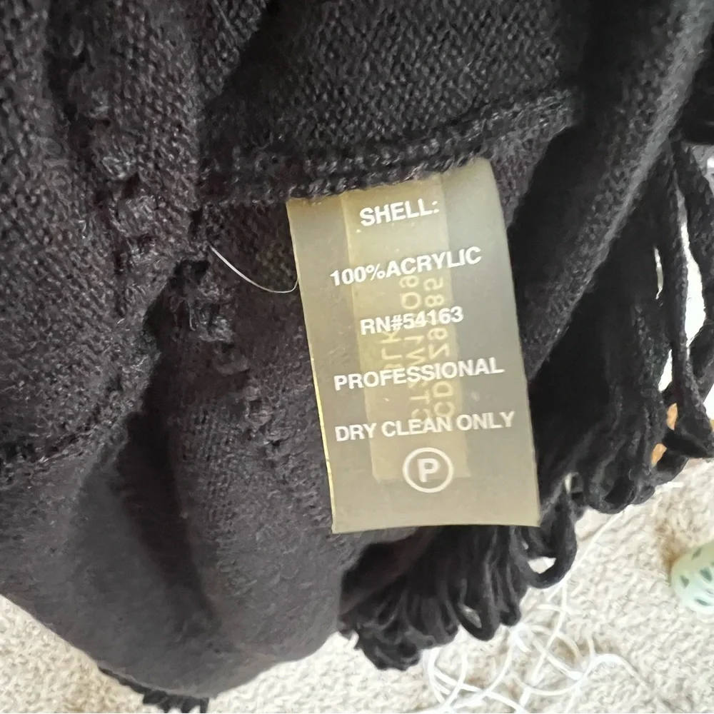 CALVIN KLEIN Fringe Hem Black Sweater Dress - Picture 6 of 10